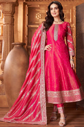 Pink Tissue Sequin Embroidered Anarkali Suit